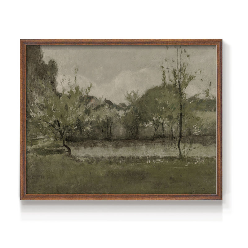 Paysages rétro-DCXCII - impression encadrée - réaménageable, H 16 po x l 20 po, Noyer