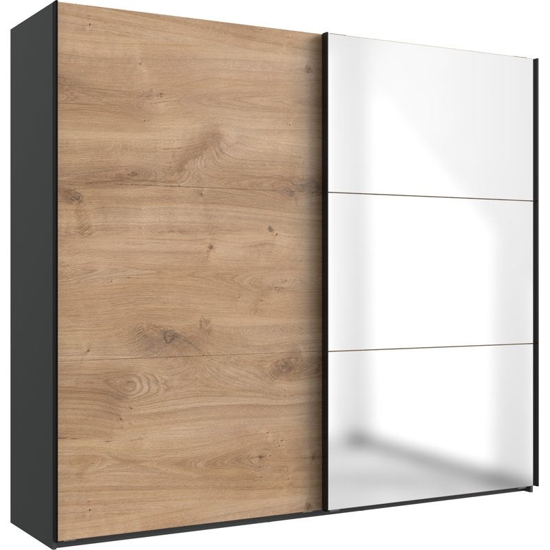 Guardino 2 Door Wardrobe, 216cm H x 250cm W x 65cm D, Plank Oak/Graphite