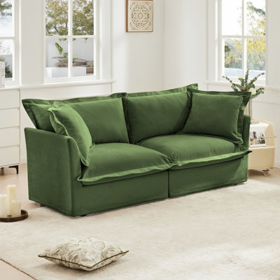 Comfy Plain Chenille 2-seater Sofa Couch – Detachable Cover, Deep Cushion Design For Small Space & Apartment