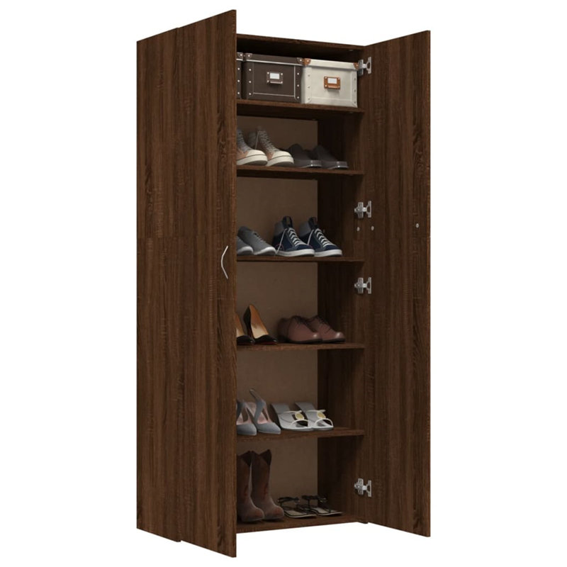 Rovner 24 Pair Shoe Storage Cabinet, Dark Brown