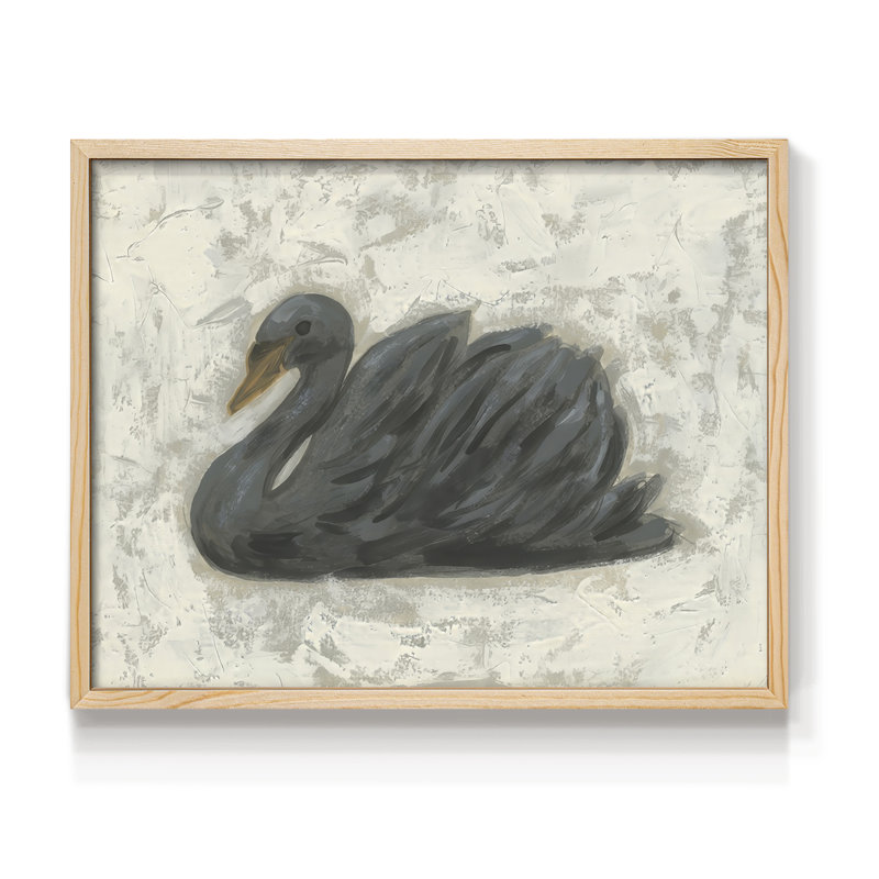 White Swan/Black Swan I -Framed Print - Restickable, H 8 po x l 10 po, Naturel