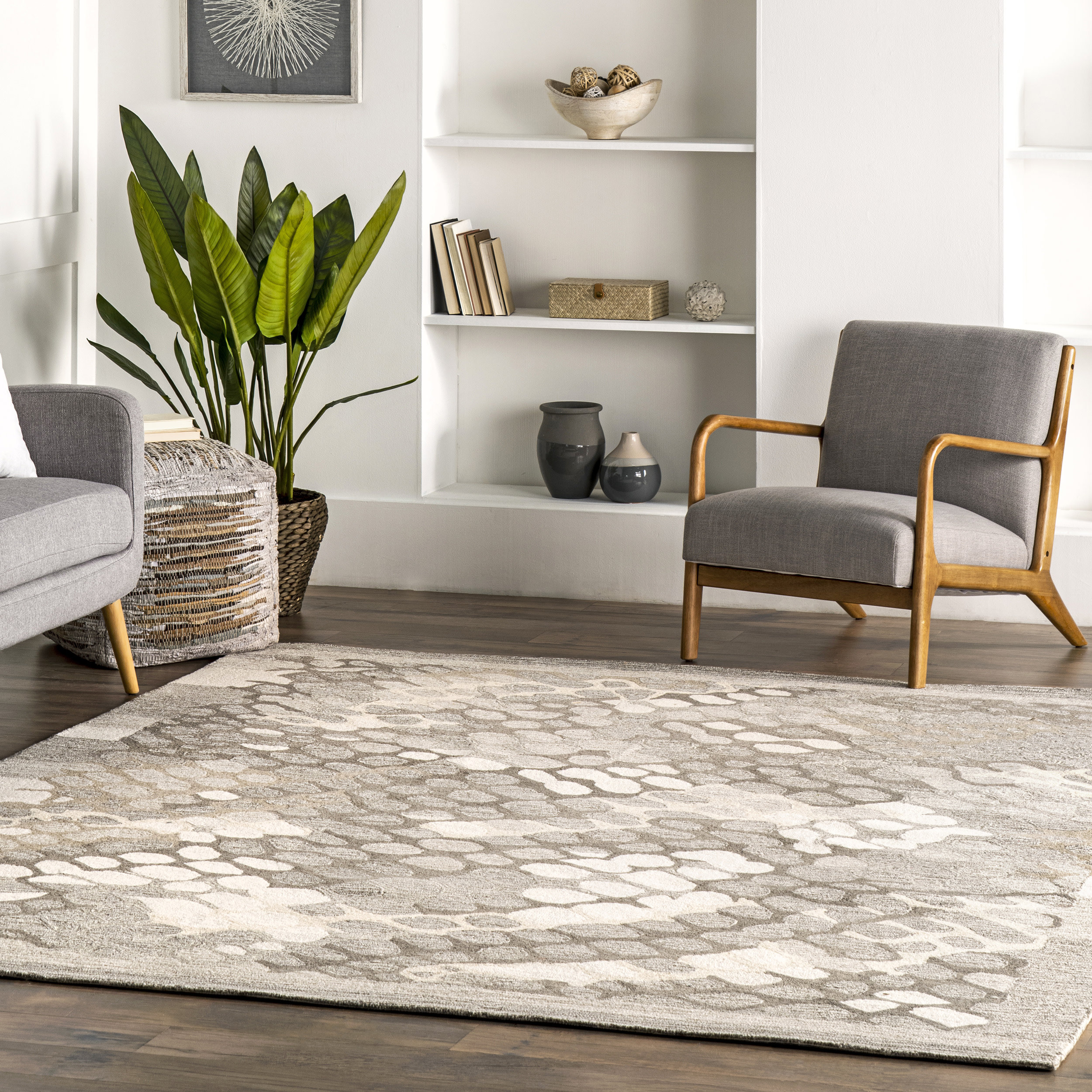 Latitude Run® Jae Transitional Pebbles Wool Area Rug | Wayfair