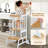 35.4''' Adjustable Kids Toddler Standing Tower With Anti-drop Bar, Anti-tip Kids Kitchen Step Stool-506028865
