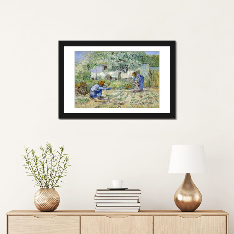 « first steps (after millet) » par vincent van gogh, reproduction d’art sur toile, H 16 po x l 24 po x P 1 po, Blanc