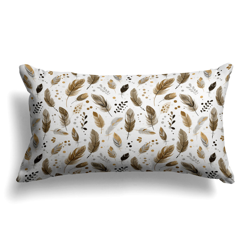 Feathered Fusion  Rectangular Throw Pillow, Orange