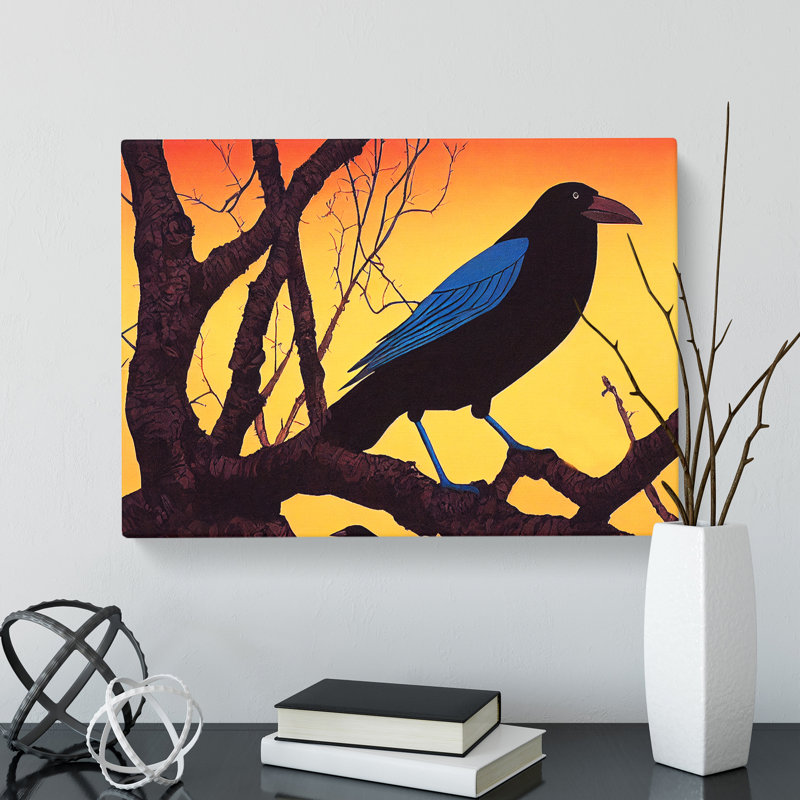 Enthralling Crow Bird - Wrapped Canvas, 40cm H x 60cm W x 3cm D