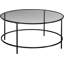 Table basse ronde moderne avec plateau en verre trempé et structure en métal - Design polyvalent pour le salon, le salon ou le bureau