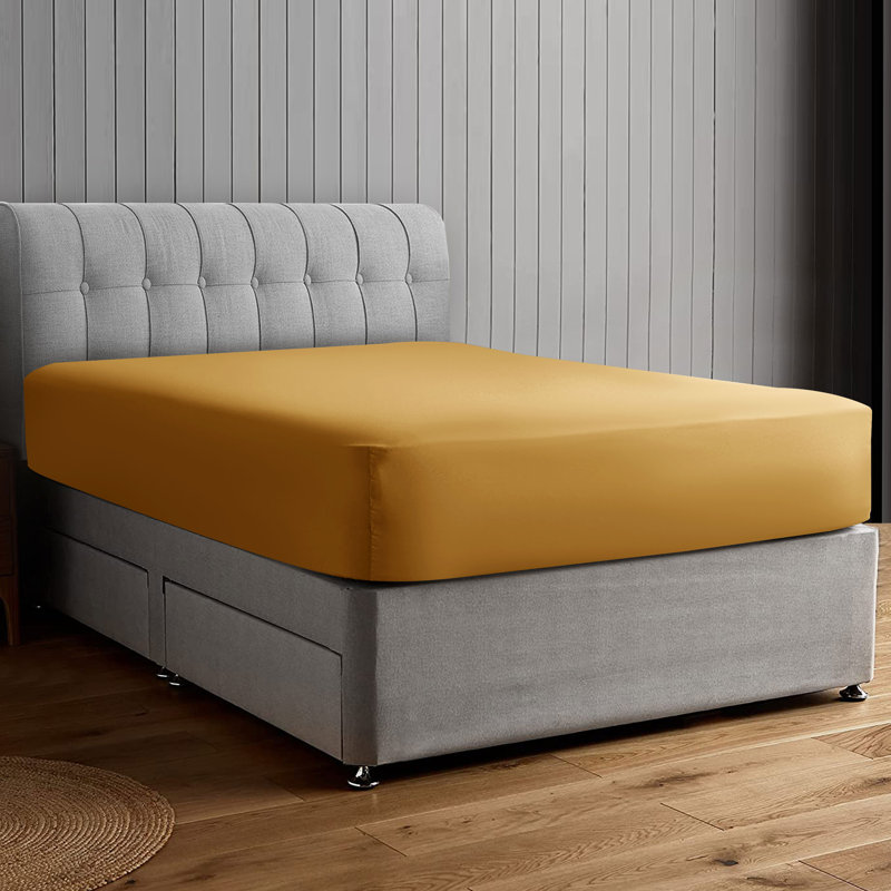 Aerona 200 Thread Count Microfiber Brushed Fitted Sheet, Super King (6'), Ochre