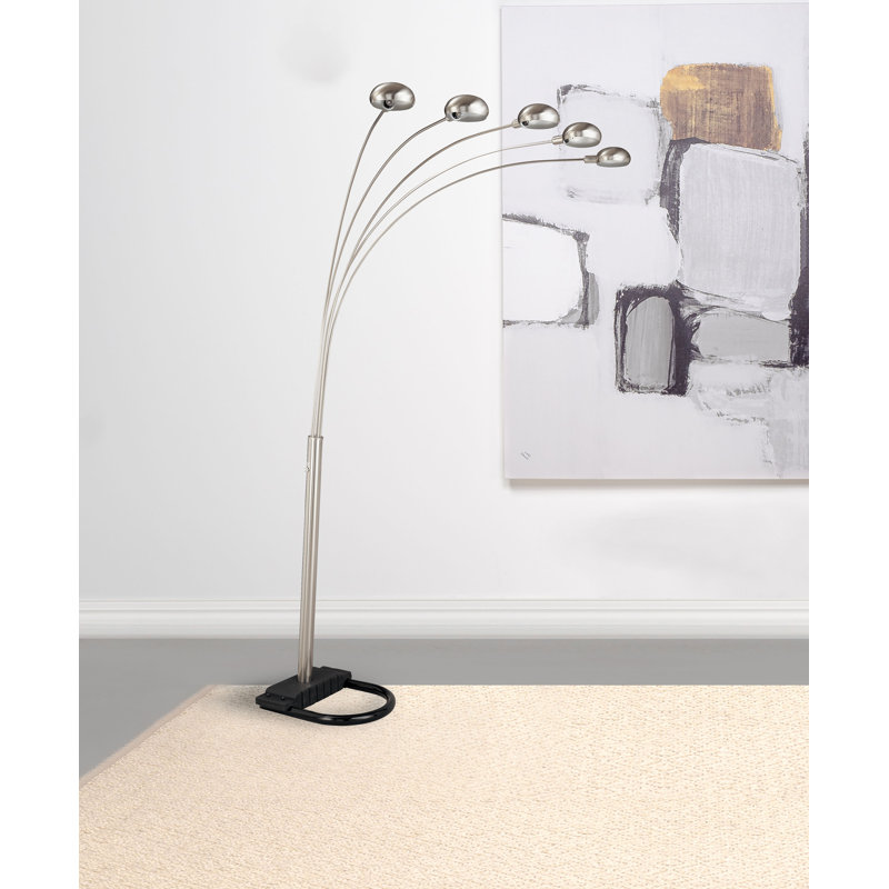 Lampe sur pied à dôme en métal 5 lumières Alleen, Argent argent