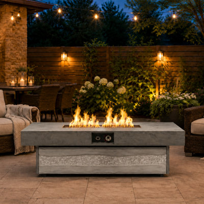 48 X 24 Inch Rectangle Fire Pit Table, 50000 Btu Propane Fire Pits Table With Two Height Options