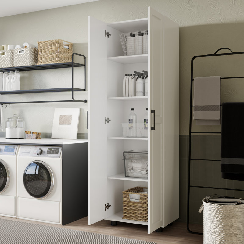 75" Extra Tall 2-Door Storage Pantry Cabinet with Inset Panel Doors and Adjustable Shelves, 1