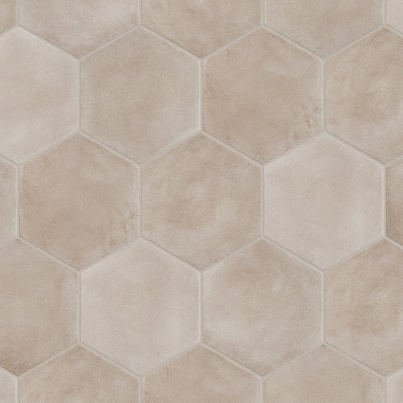 Matter Hex 7.88" x 9" Porcelain Stone Look Floor and Wall Tile, Taupe