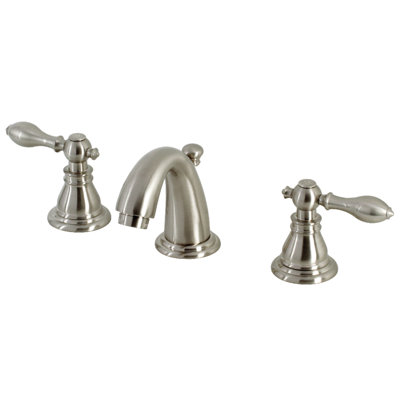 Kingston Brass American Classic Two-Handle 3-Hole Deck Mount Widespread Bathroom Faucet with Retail Pop-Up Drain