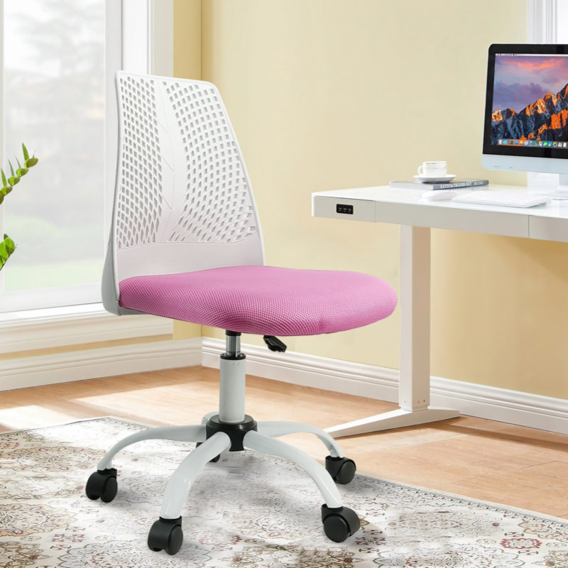 Chaise de bureau ergonomique Kavonta, Blanc / noir, Rose
