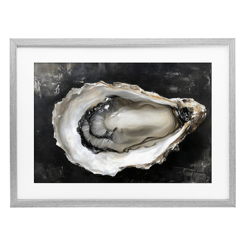 Reproduction sous verre nacré noir huître nacrée encadrée par LSR Design Studio, 14 x 20, Farmhouse Grey Under Glass Framed
