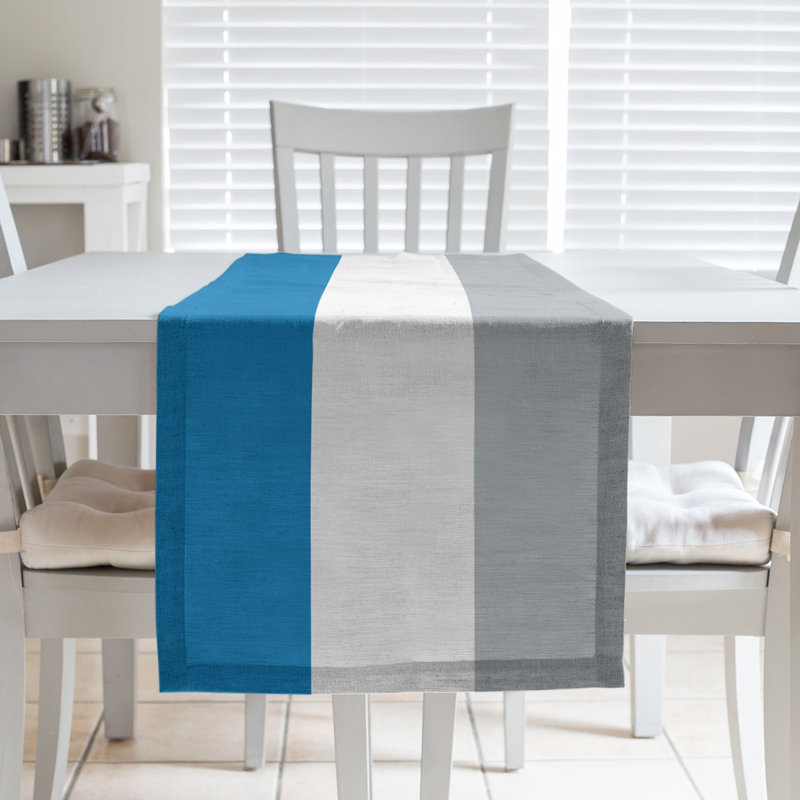 New Orleans Football Stripes Table Runner, 72" x 16", Polyester, Detroit Football Sky Blue/Light Gray