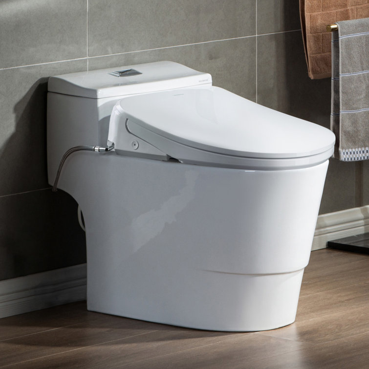 One Piece Toilet with Electric Smart Bidet Seat,Auto Open&Close,Heated Seat,Wireless Remote,Advanced