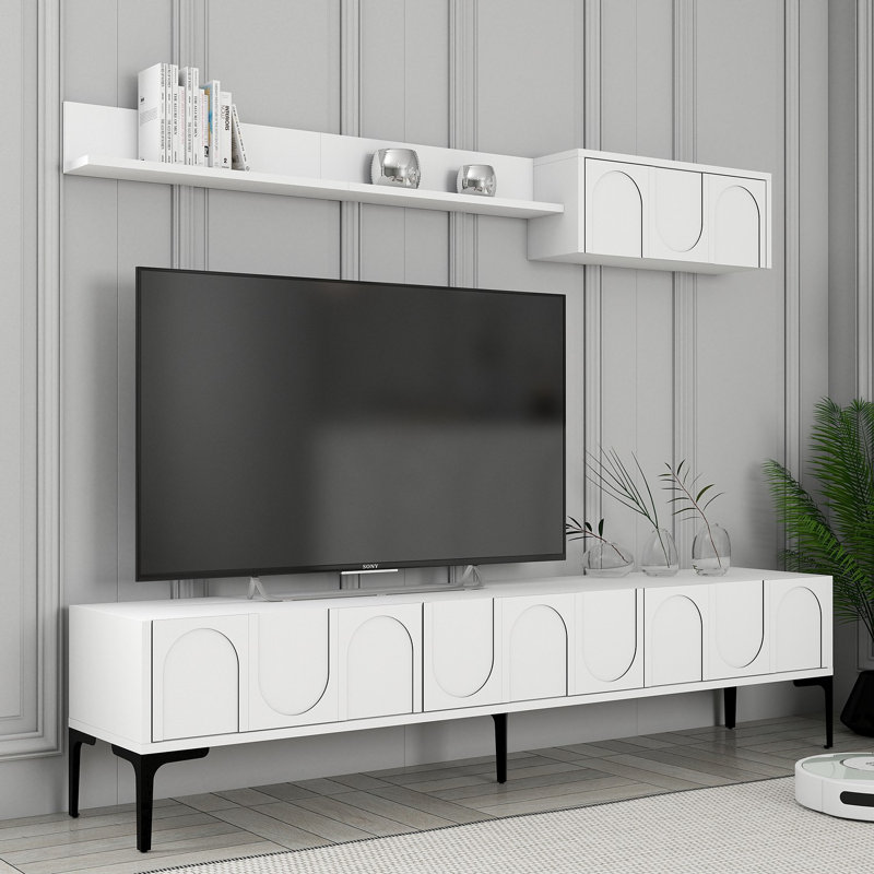 Keikei Unfinished TV Stand, White/Black