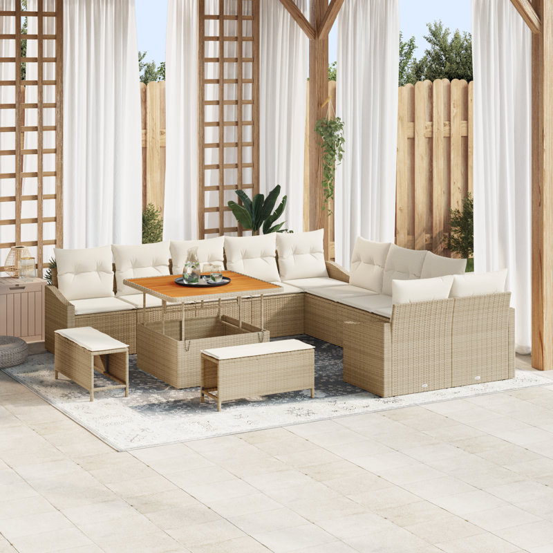 289cm Wide Patio Sofa with Cushions