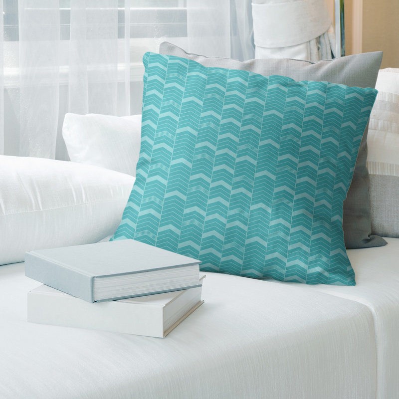 Housse de coussin Rhonda, 16 po x 1 po, Bleu sarcelle uni, Polyester filé