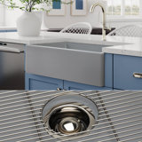 Luxury 33" L x 20" W Dual Mount Kitchen Sink with Basket Strainer