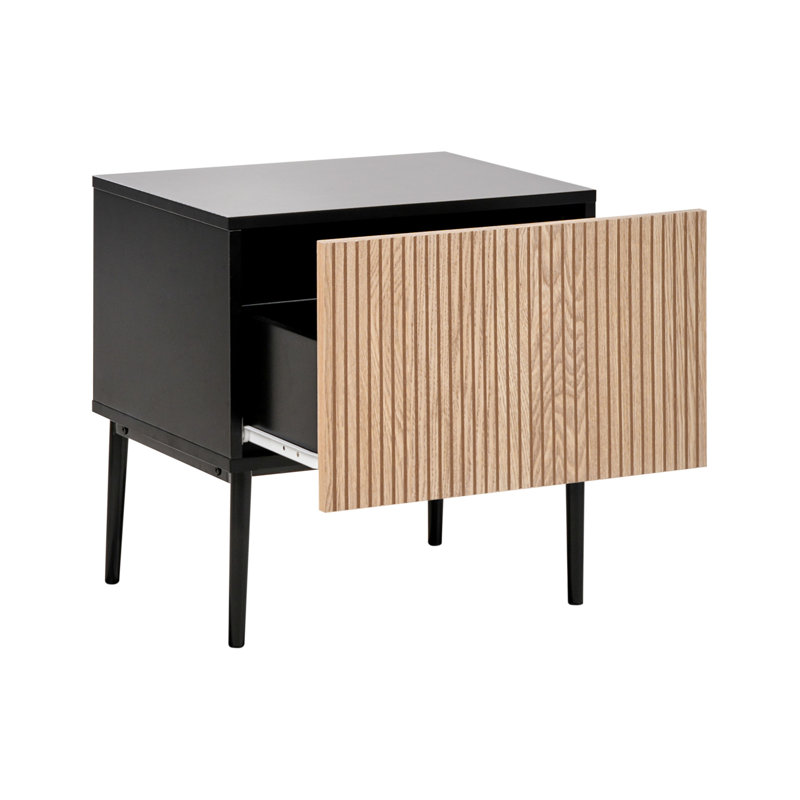 Bedside Table BLYTHE Wood Brown/ Black, Black/Brown