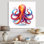 Ravenous red Octopus aquarelle - poulpe / calmar, art mural, salon