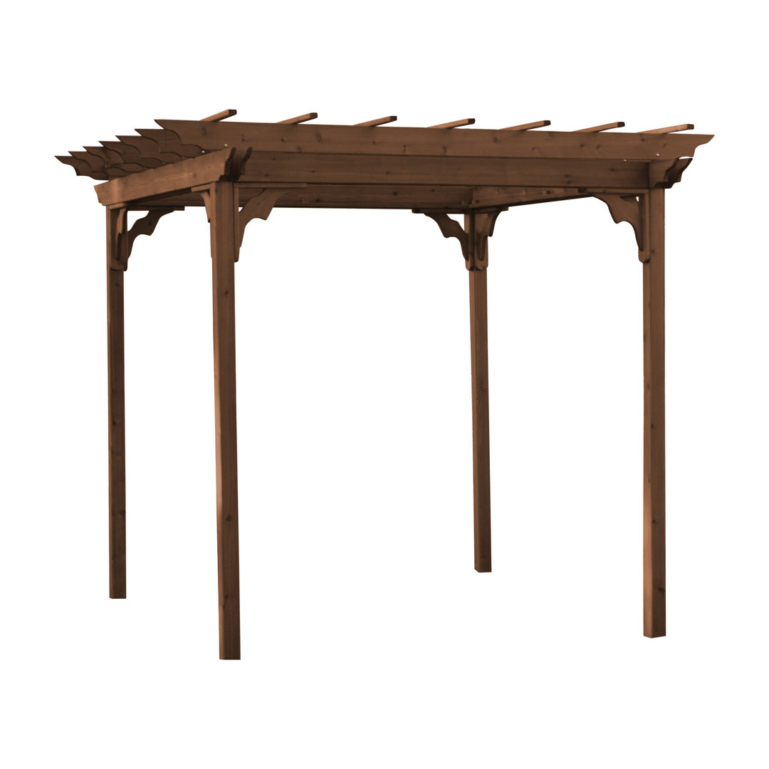Western Red Cedar 8 Ft. W x 8 Ft. D Solid Wood Pergola A&L Furniture 