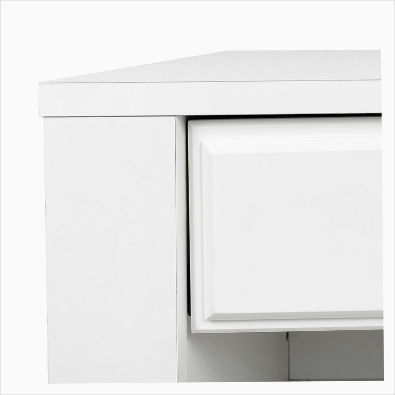 White Faux Wood Minimalist Rectangular Side Table