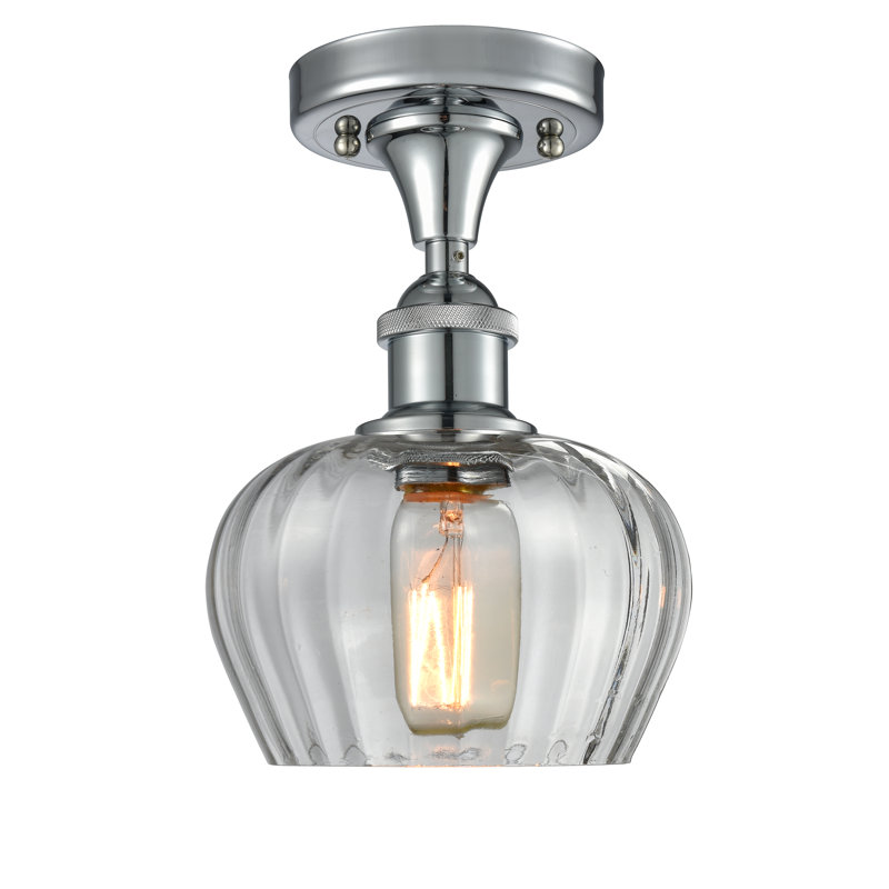 Patrina Glass Semi Flush Mount, Polished Chrome, Clear