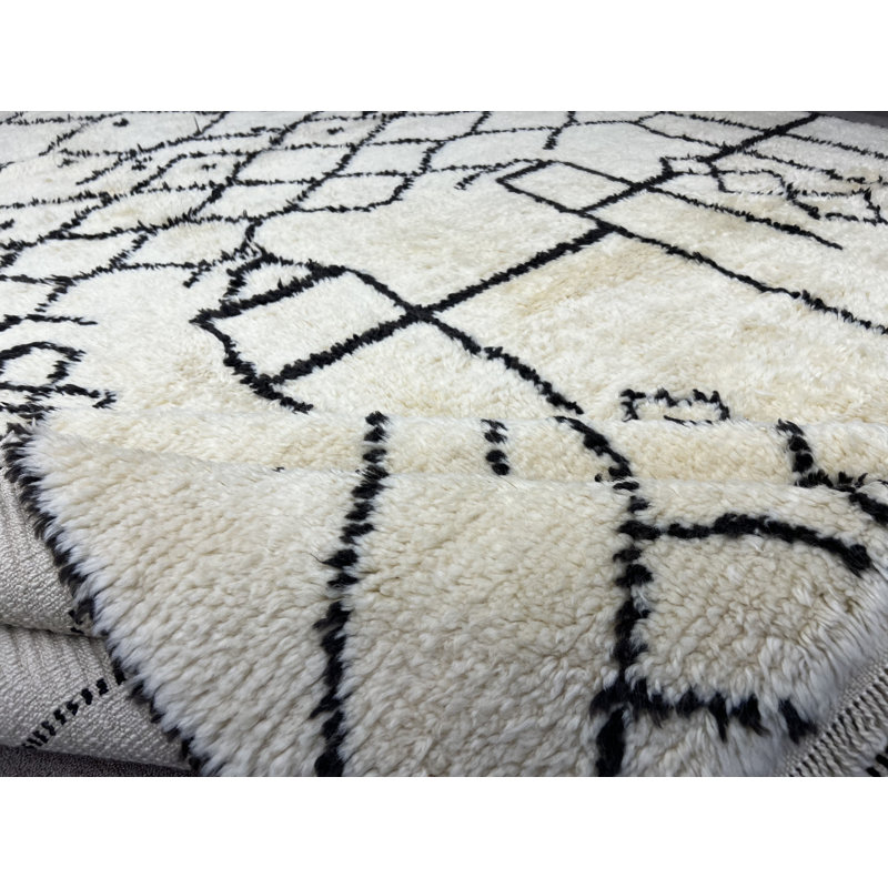 Tapis marocain Boho Chic Tulu, 100% laine naturelle non teinte, options personnalisées disponibles