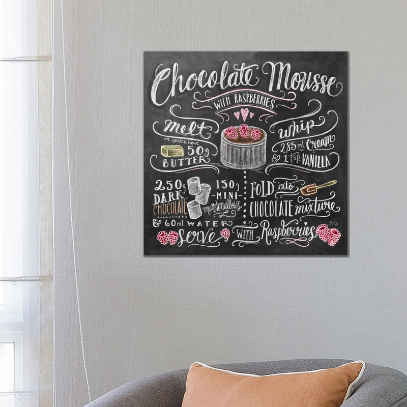 Chocolate Mousse Recipe - Print on Canvas, Wrapped Canvas, 66.04cm H x 66.04cm W x 1.91cm D