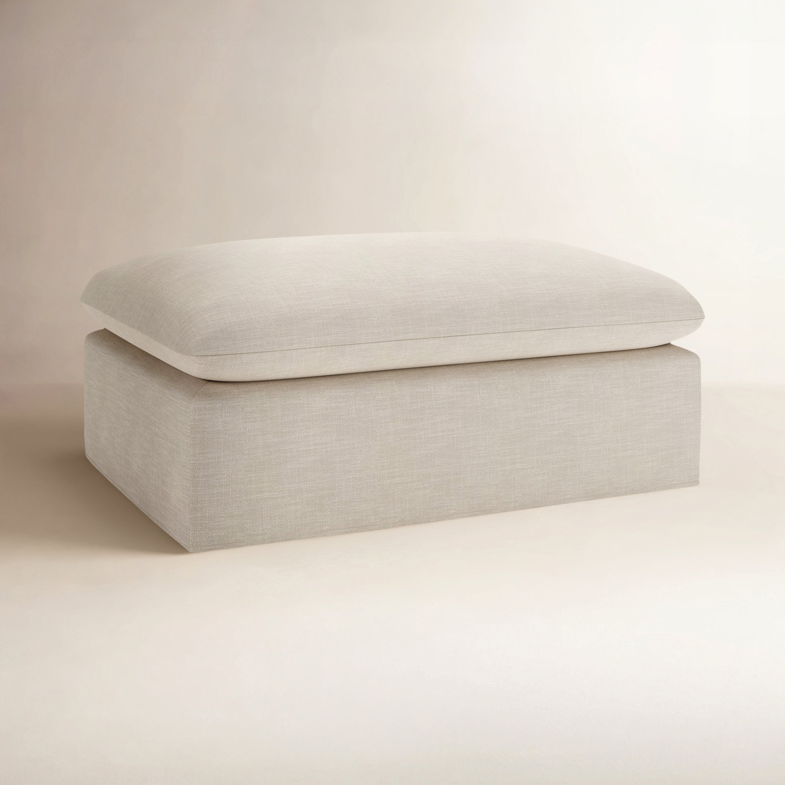 Luna 34" Ottoman, Conversation Ivory Basketweave