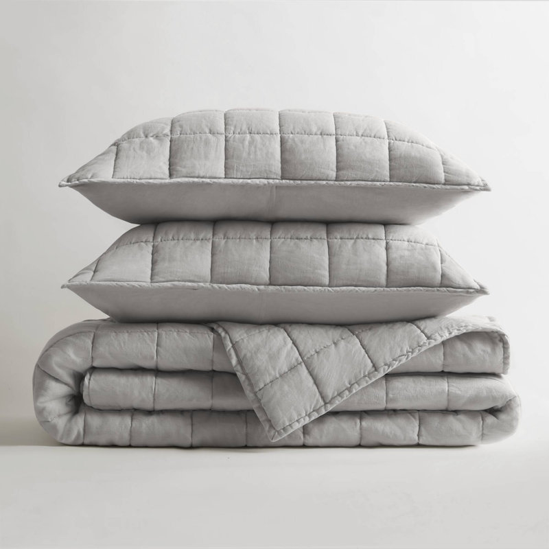 Premium Linen Bedding Sets Full Queen, Modern Gray For Home