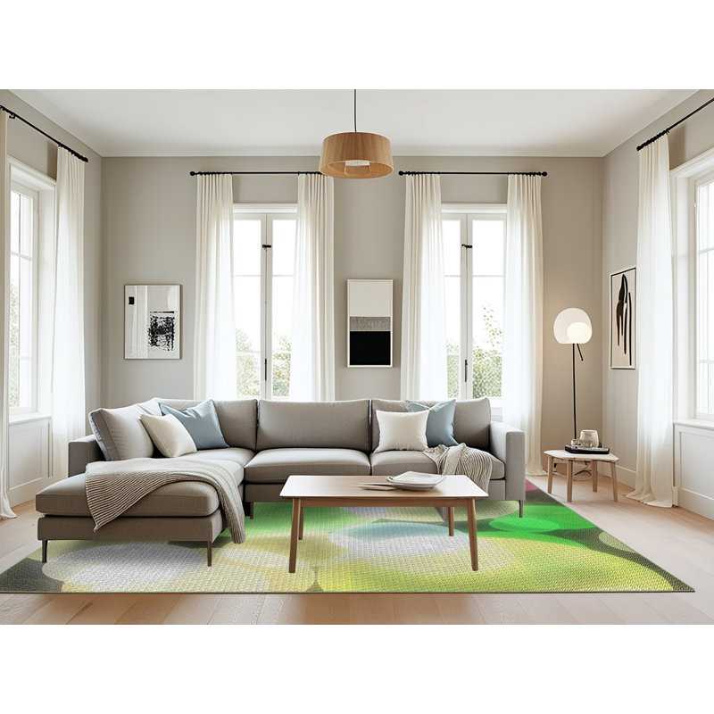 Tapis vert/brun à motifs, Rectangle 8 pi x 12 pi