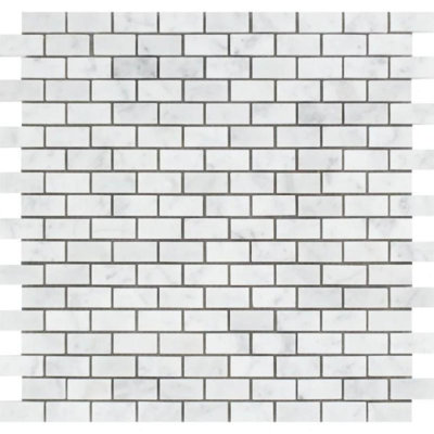 0.63" x 1.25" Marble Brick Joint Mosaic Wall & Floor Tile