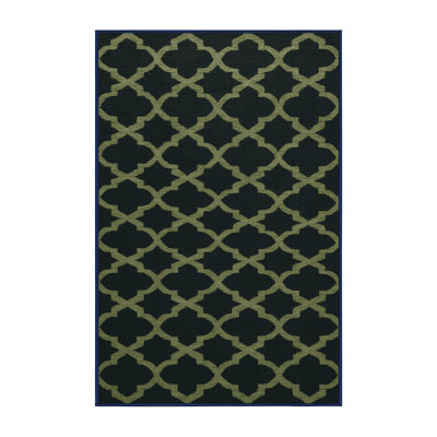 Tapis bleu en treillis lavable à la machine