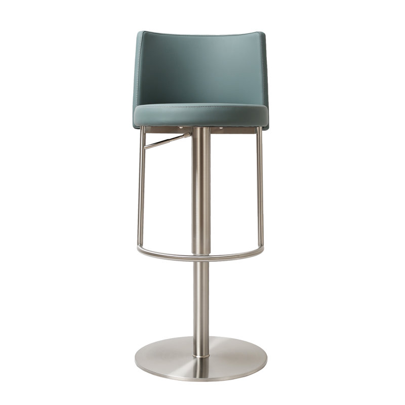 Bergamyer Swivel Upholstered Adjustable Height Counter Stool with Metal Frame, Teal/Silver