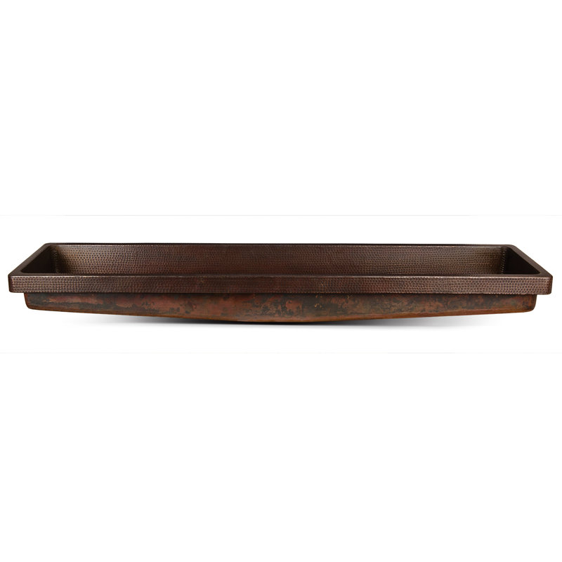 60" Rectangle Skirted Vessel Hammered Copper Sink