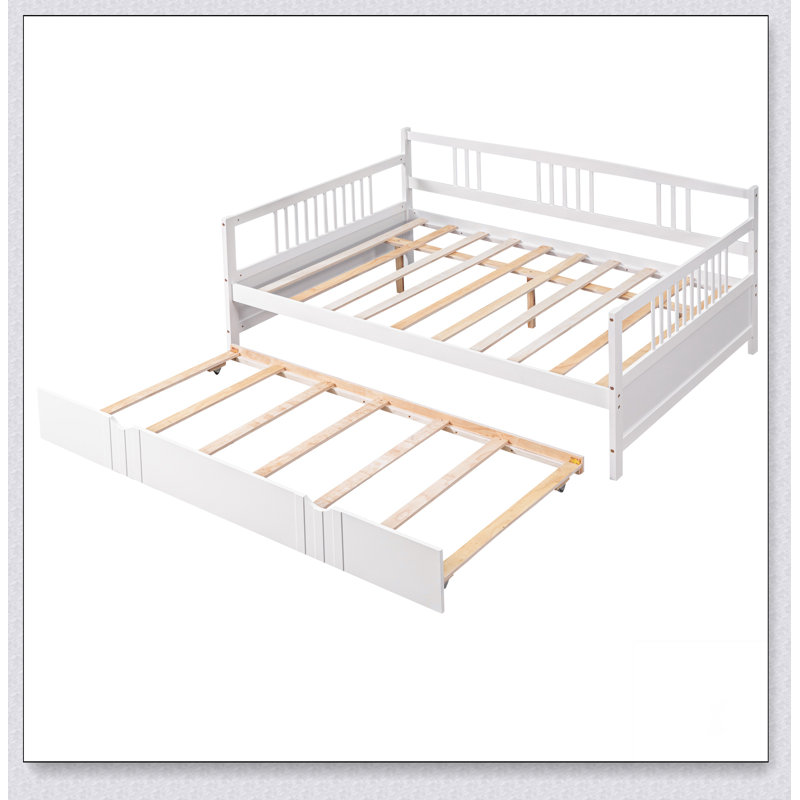 Lit de jour avec couchette en bois, Complet/Double, Blanc
