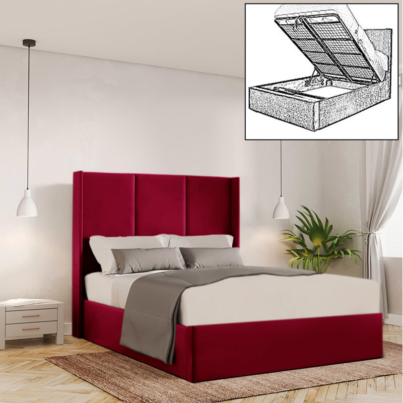 Bettzel Upholstered Ottoman Storage Bed, Single (3'), Red