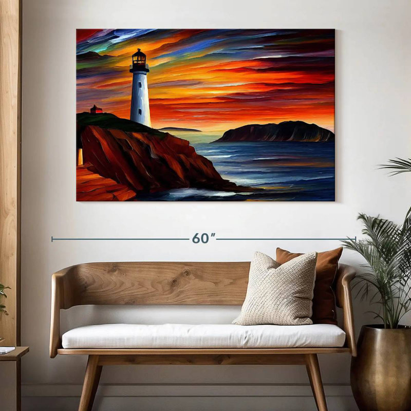 Picturesque lighthouse Aletra, H 34 po x l 51 po