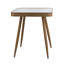 Table d'appoint carrée 17,3 x 17,3 x 18 po avec plateau en verre, motif marbré et pieds en fer doré