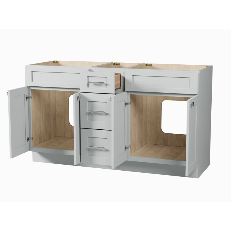 Base de meuble-lavabo double 60 po seulement, Gris