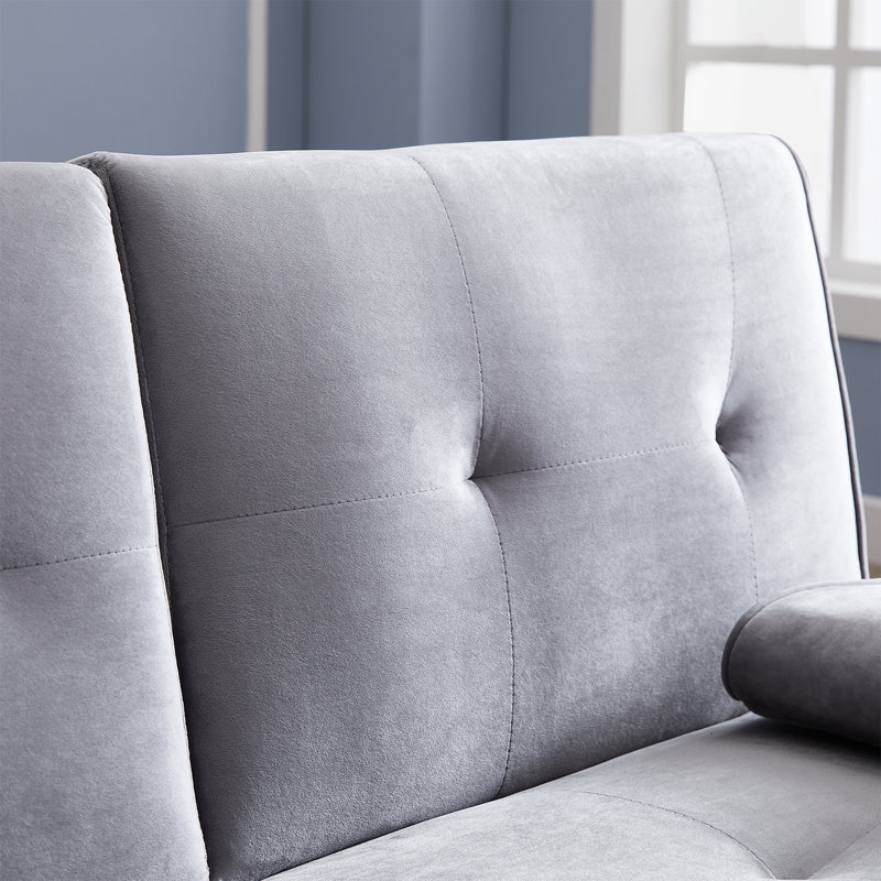 Canapé-lit 65,3 po, Velours gris velours