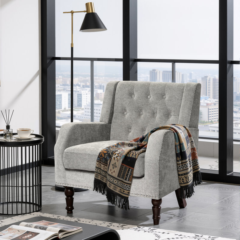 21.65" Wide Tufted Upholstered Accent Armchair, Gray
