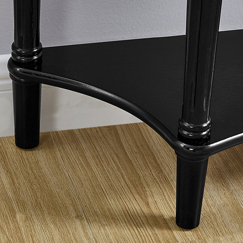 Console demi-cercle en bois massif noir, H 34,65 po x l 39,37 po x P 14,96 po