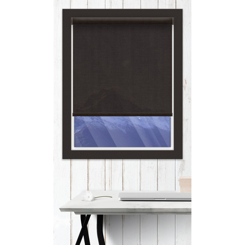 Rideau roulant semi-transparent sans cordon, Brun, l 41 po x L 72 po