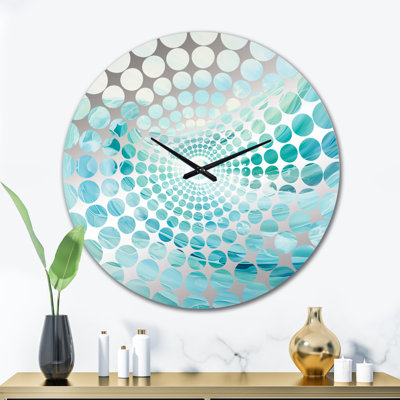 Teal Storm And Wave Expression II - Coastal Waves Round Metal Clock