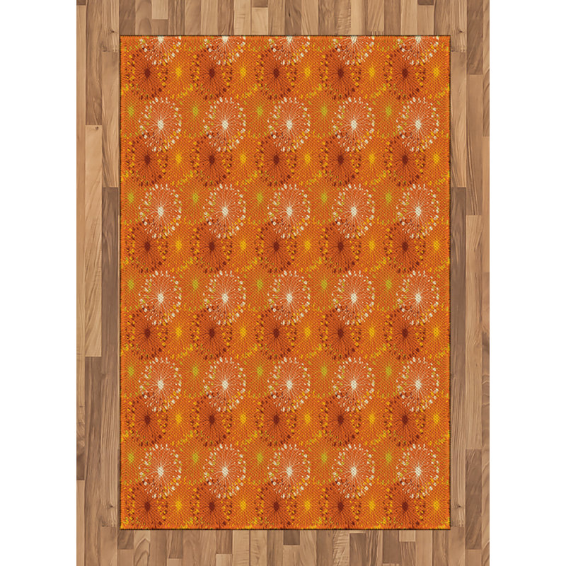 Orange High Density Long Fiber Poly Threads Decorative Area Rug Carpet, Rectangle 4' x 5'8"
